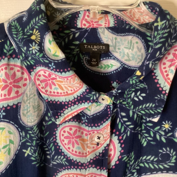 Talbots Plus Paisley Button Down Shirt Size 2X - Picture 2 of 4